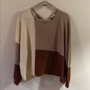 Colorblock Sweater in Cream, Brown, and Tan
